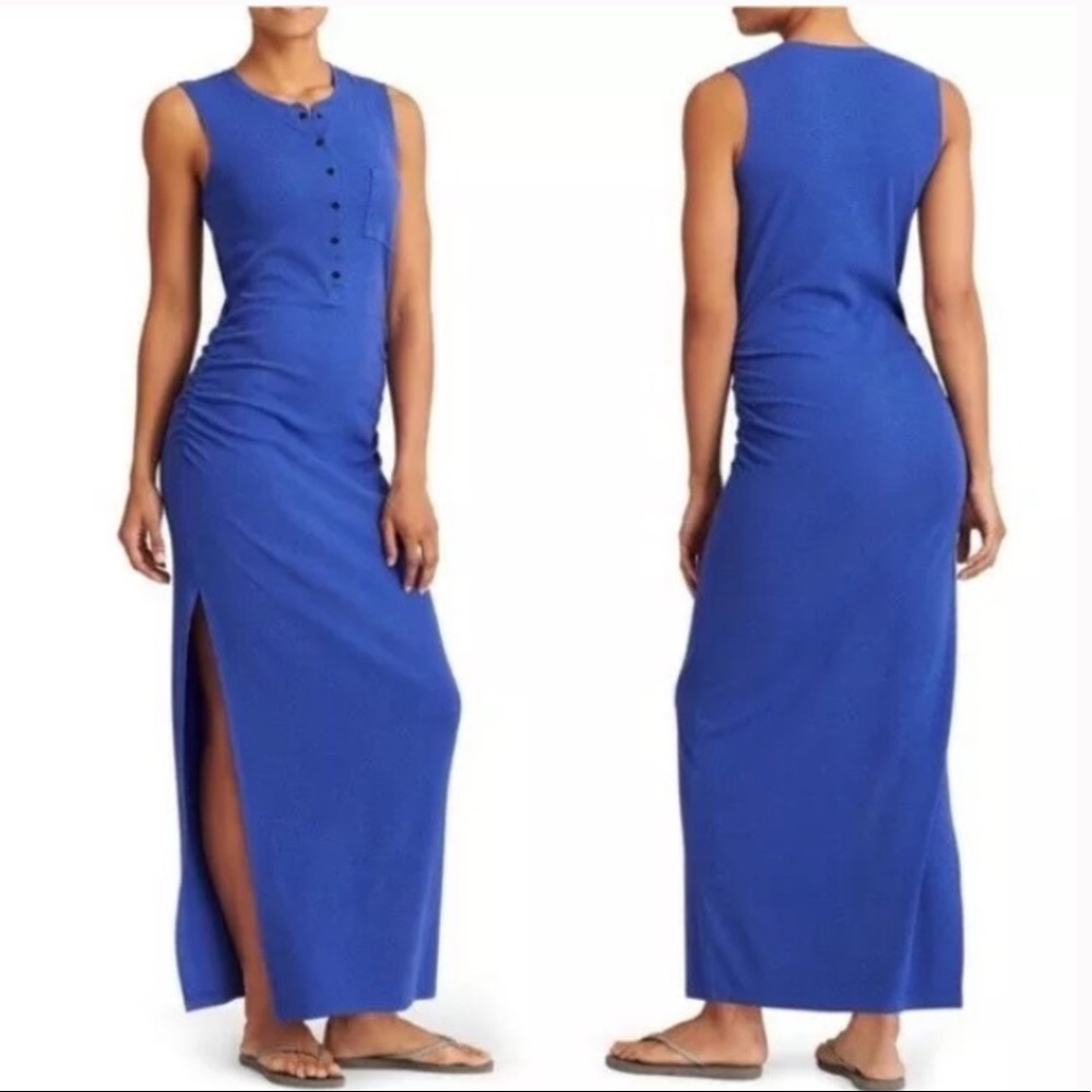 ATHLETA Blue Rib Henley Dress
